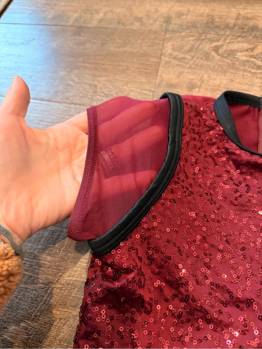 Weissman Burgundy Sequin Dance Leotard Girls LC Large Child Ballet Jazz Costume